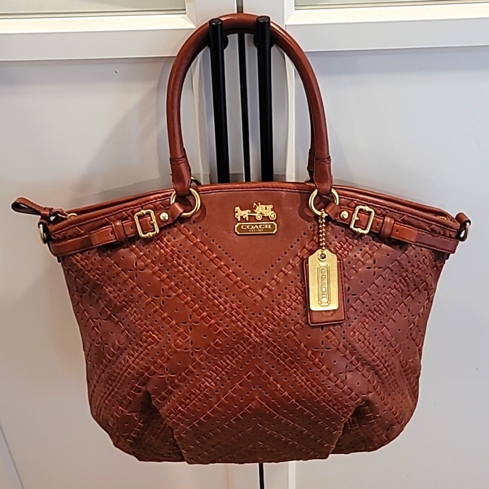Coach Madison Criss Cross Leather Tote